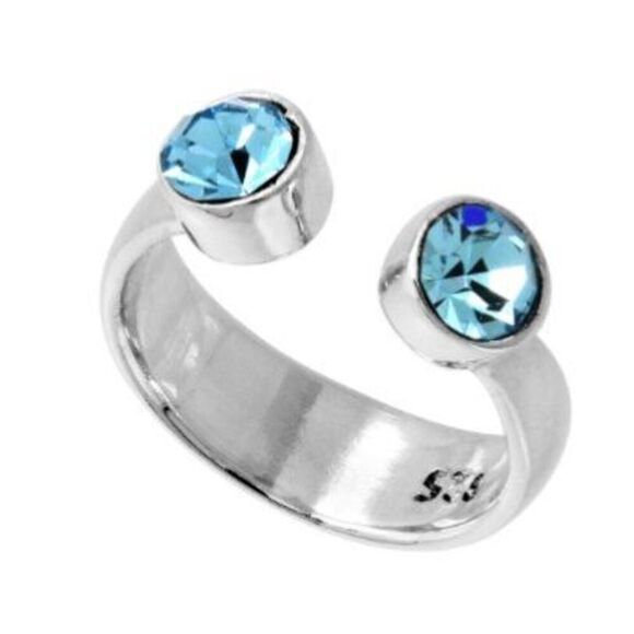 Aquamarine-colored Crystals (March Birthstone) Adjustable Toe Ring / Kid's Ring - Picture 1 of 6